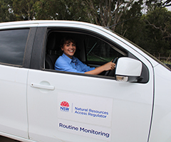 NRAR staff in routine monitoring vehicle in Jugiong, NSW.