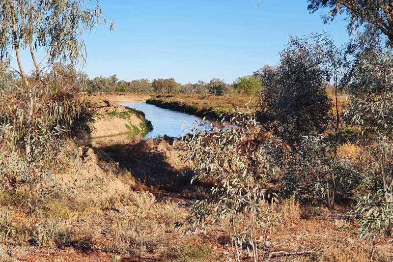 Rural landscape irrigation canal in Bourke