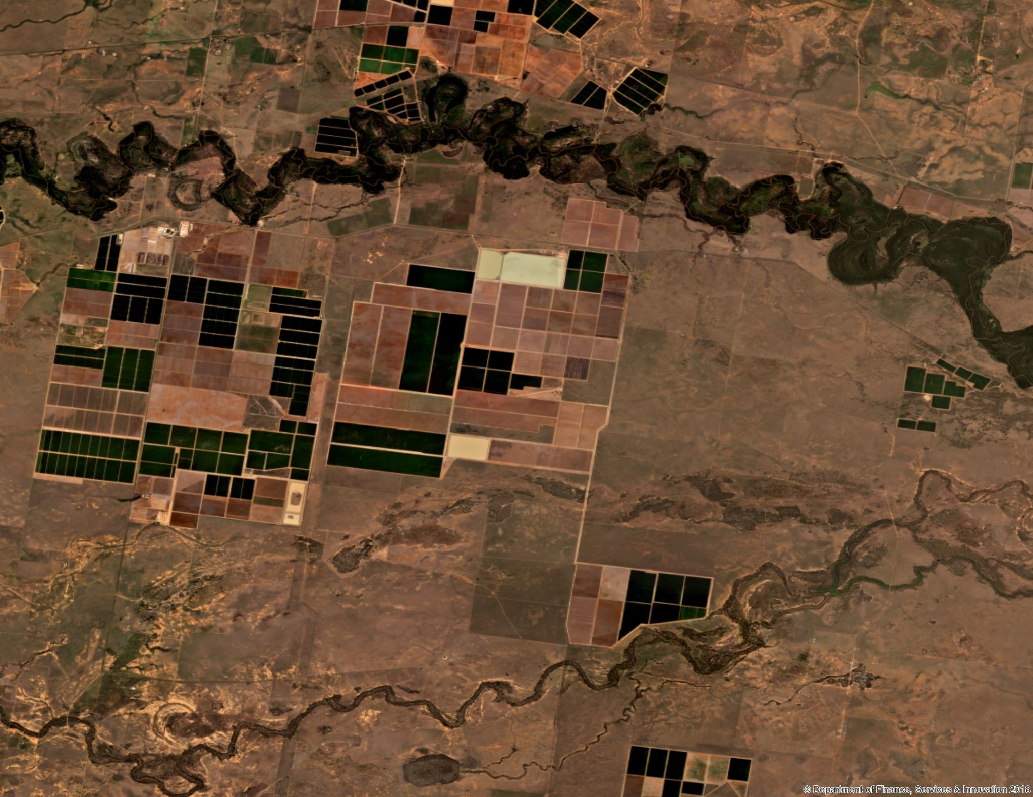 Satellite image showing the property near Carrathool where water account was overdrawn