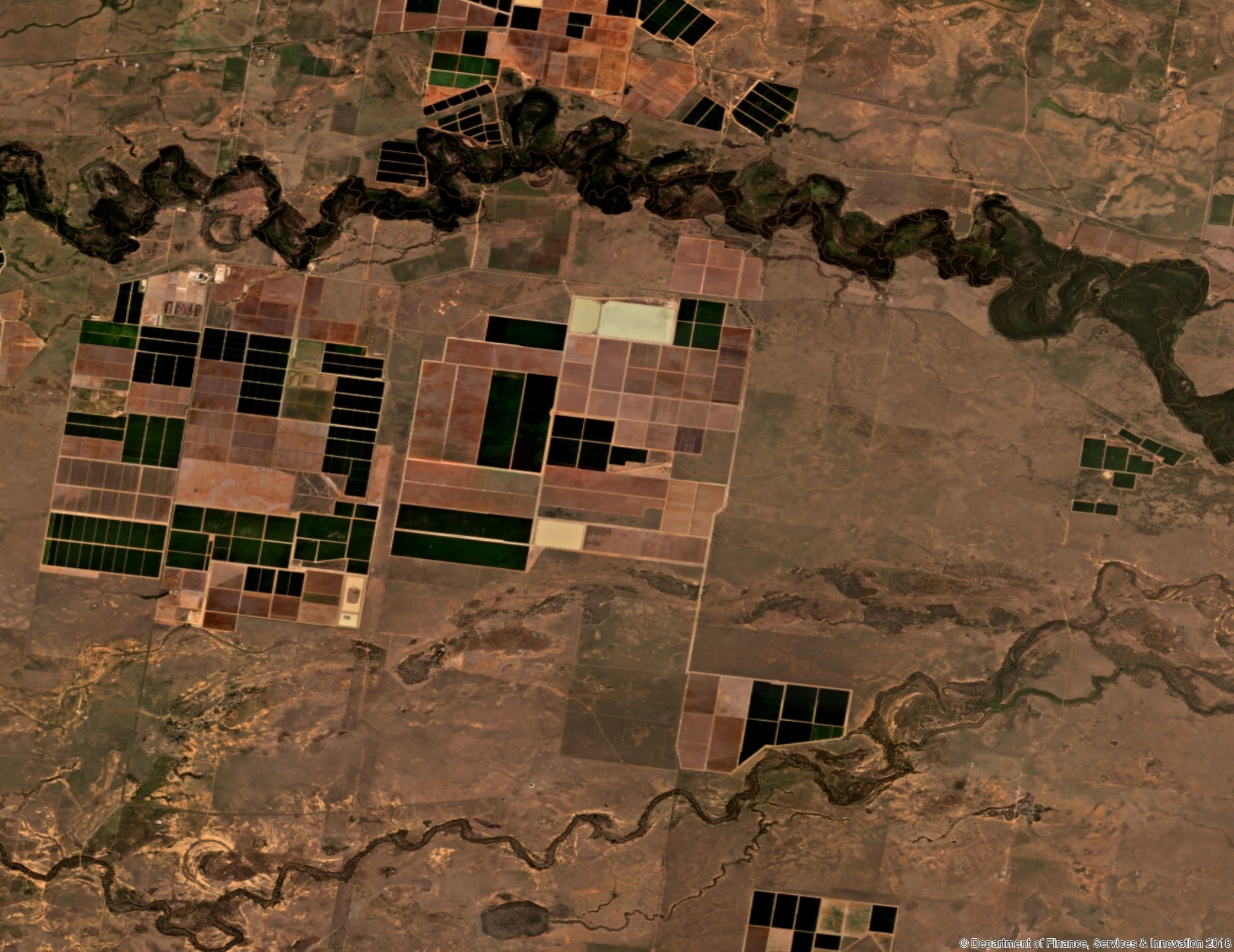 Satellite image showing the property near Carrathool where water account was overdrawn 