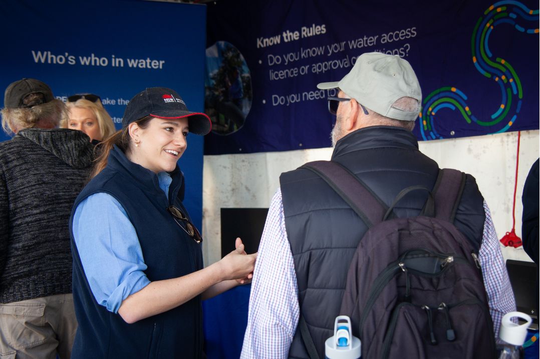 NRAR staff talking to a water user at a field day